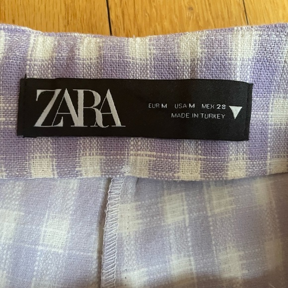 Zara - High Rise Shorts - size M - purple white gingham - Picture 4 of 5